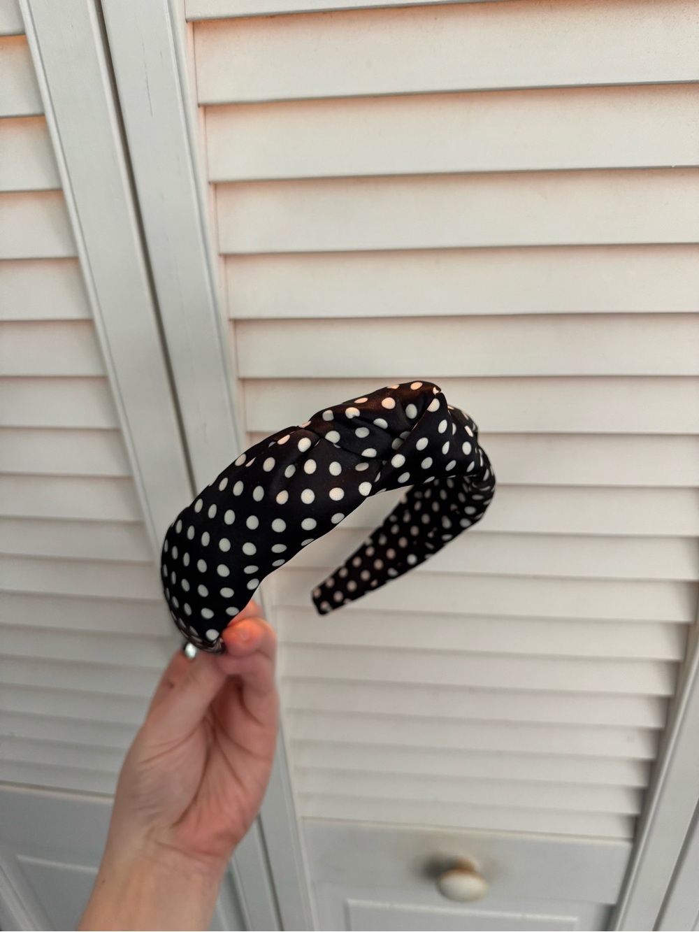 J. Crew Black & White Polka Dot Knot Headband